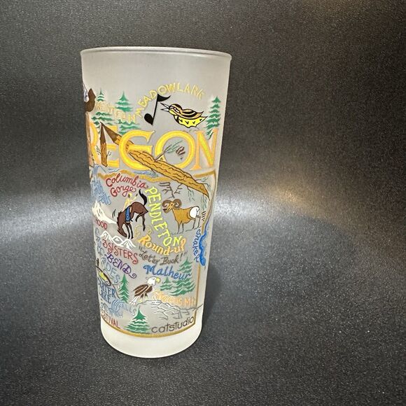 catstudio Oregon Map Souvenir Frosted Glass Tumbler 16 oz 2013 Collectors - Picture 3 of 8